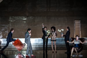 Topi Lehtipuu (Don Ottavio), Jean-Sébastien Bou (Don Giovanni), Barbara Hannigan (Donna Anna), Rinat Shaham (Donna Elvira) © Bernd Uhlig